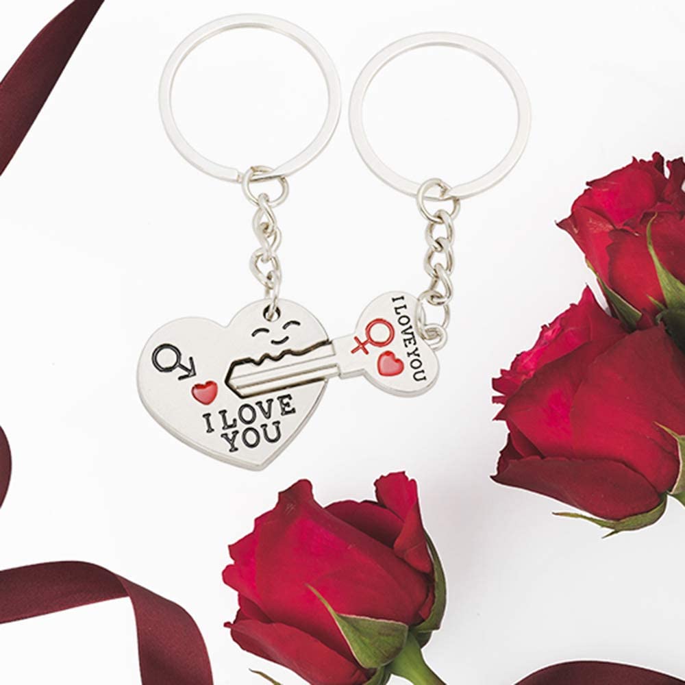 TRIXES Valentines Keyrings Pair, I Love You Heart & Key Chain Ring, Couples Keychains - Image 4