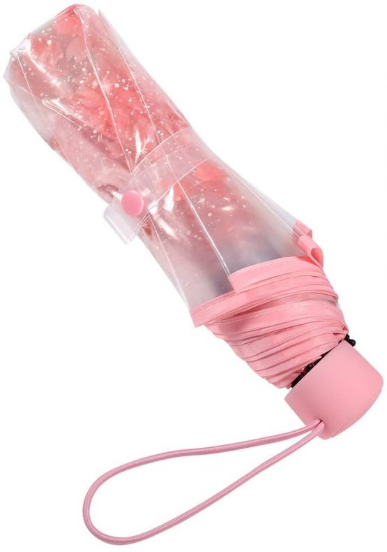 Zerodis 36 Inch Transparent Clear Foldable Umbrellas with Cherry Blossom for Wind and Heavy Rain - Image 2