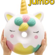 Anboor 13 Inches Squishies Jumbo Unicorn Donut Kawaii Soft Slow Rising Scented Giant Doughnut Squeeze Toys for Kids Adults (Colorful)