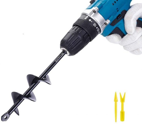 Garden Auger Drill Bit for Planting Φ80mm Length 300mm and Φ40mm Length 220mm Planting Auger Bulb Planters Hole Digger Post Auger Bulbs Planter Garden Auger Spiral Drill Bit Heavy Duty