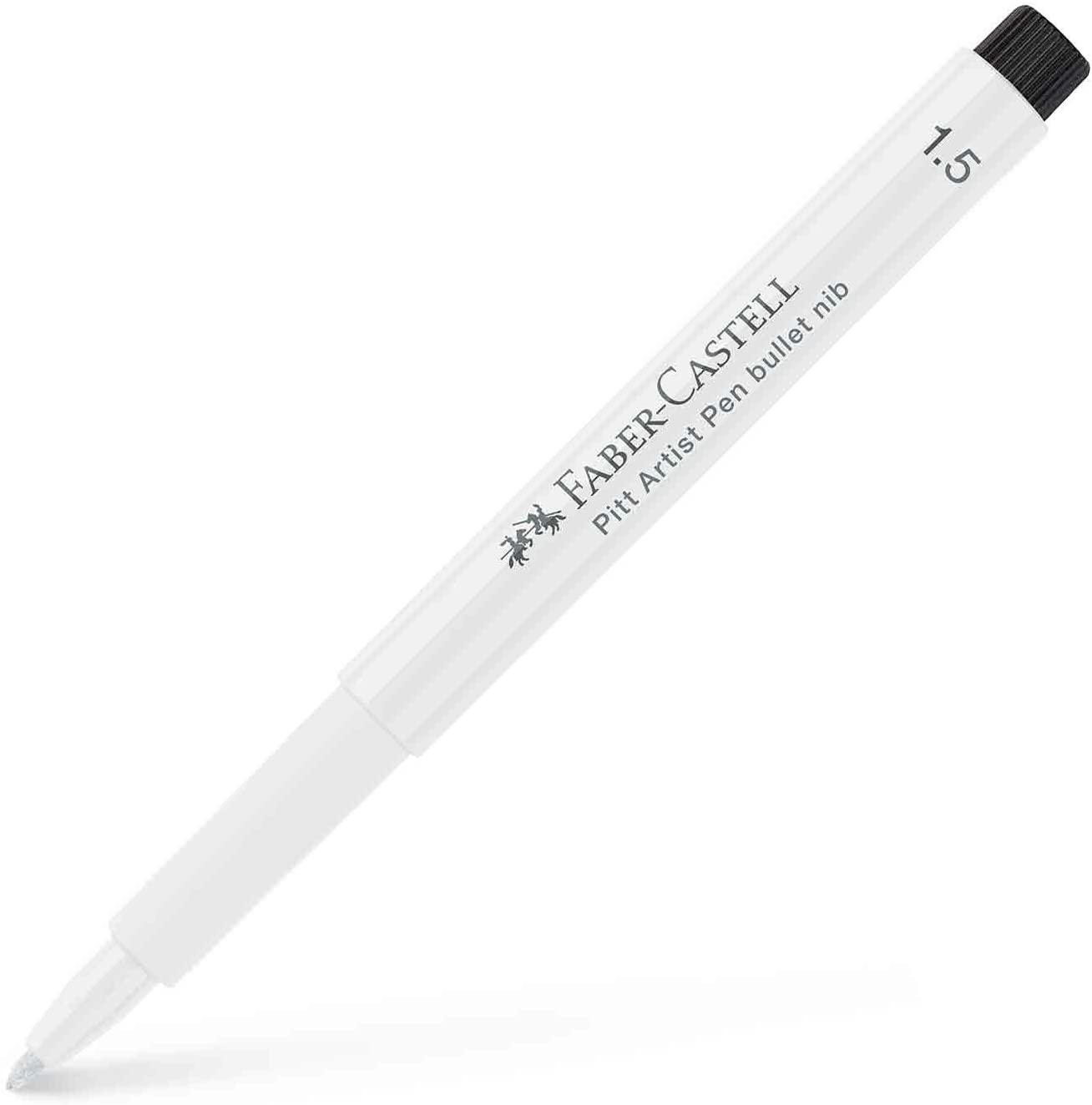 Faber-Castell Art & Graphic Pitt Artist Pen Bullet Nib 1.5 India Ink Pen, White, Single, for Art Craft, Drawing, Sketching