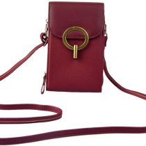 Ladies PU Leather Diagonal Bag Women Phone Bag with 3 Compartments 4 Card Slots Small Crossbody Bag Strap Detachable Cellphone Purse Suitable for Smartphone Within 6.5-inch(Red)