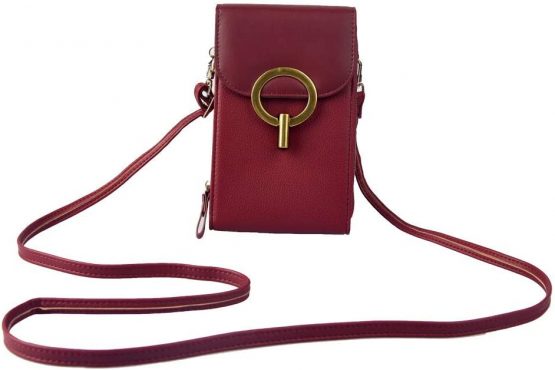 Ladies PU Leather Diagonal Bag Women Phone Bag with 3 Compartments 4 Card Slots Small Crossbody Bag Strap Detachable Cellphone Purse Suitable for Smartphone Within 6.5-inch(Red)