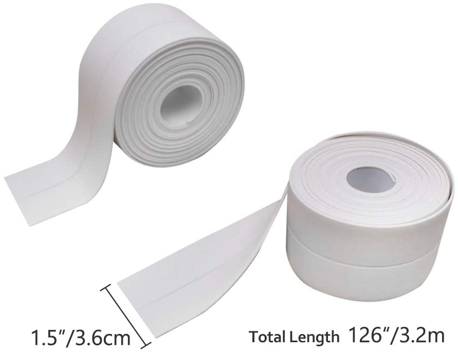 SnailGarden 2 Roll White Bathtub Sealing Strip & 2 Pcs Caulking Tool,Self Adhesive Caulk Strip,Waterproof Bathtub Seal Strip for Bathroom,Kitchen,Toilet,Wall Corner - Image 2