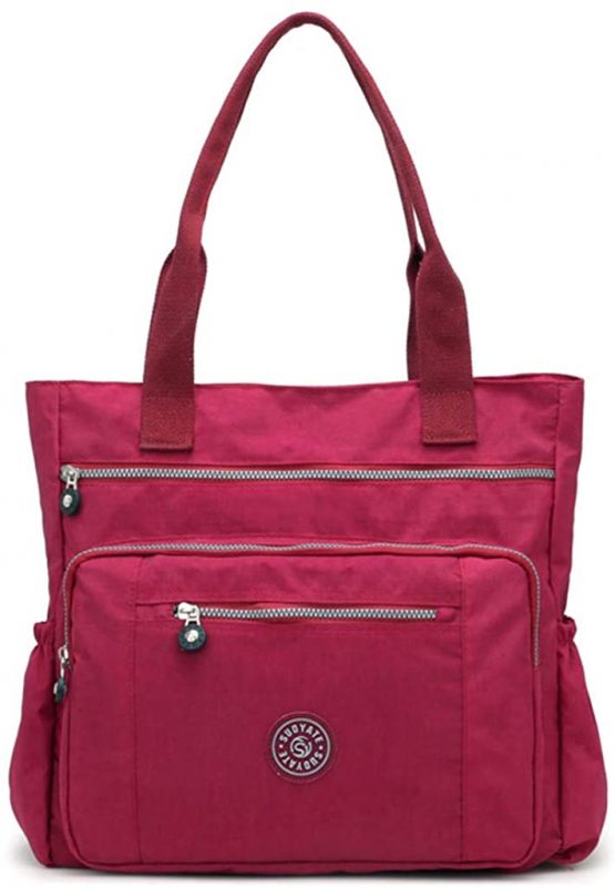 Fueerton Women's Casual Multi-Pocket Handbags Waterproof Nylon Top-Handle Bag Shoulder Bag Travel Purse