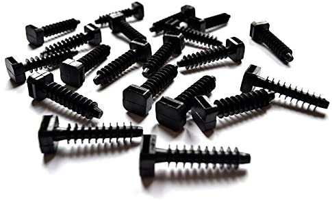 Gocableties 100 Pack of Black Cable Tie Masonry Screw Mounts, Up to 9mm Cable Ties, Premium Fixing Plugs, 40.5mm x 9.5mm