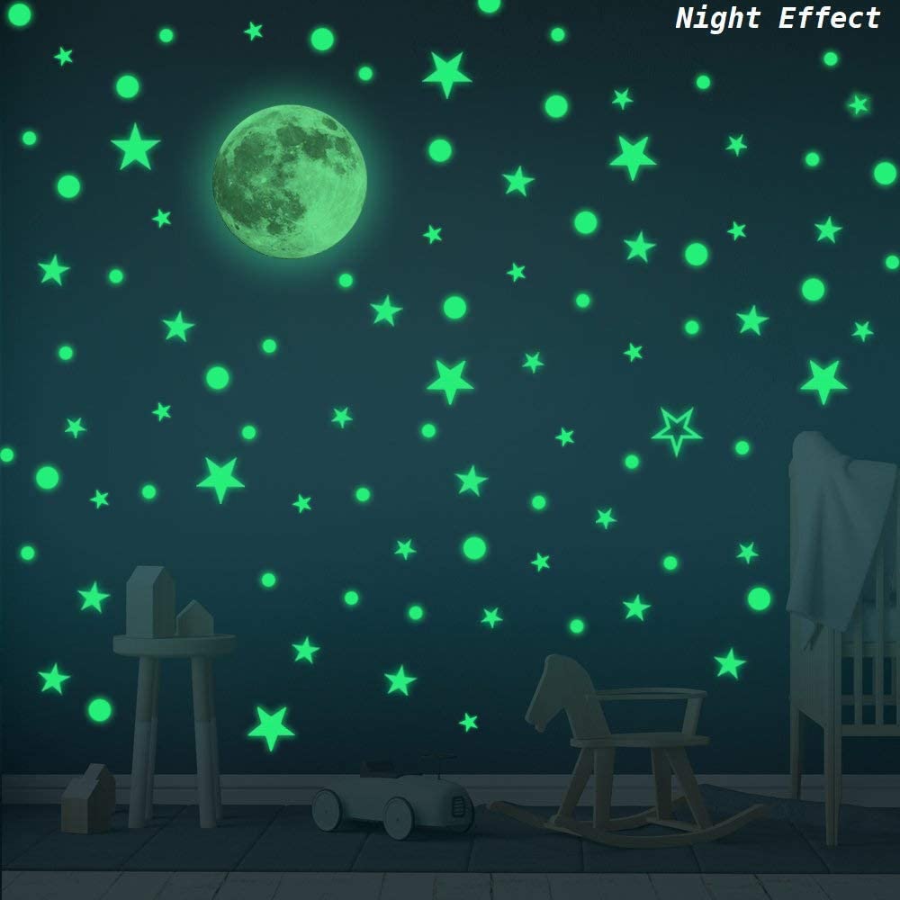 iZEN 523PCS Glow in the Dark Stickers Glow in Dark Moon Dots Stars Luminous Wall Sticker Kids Decals - Image 3