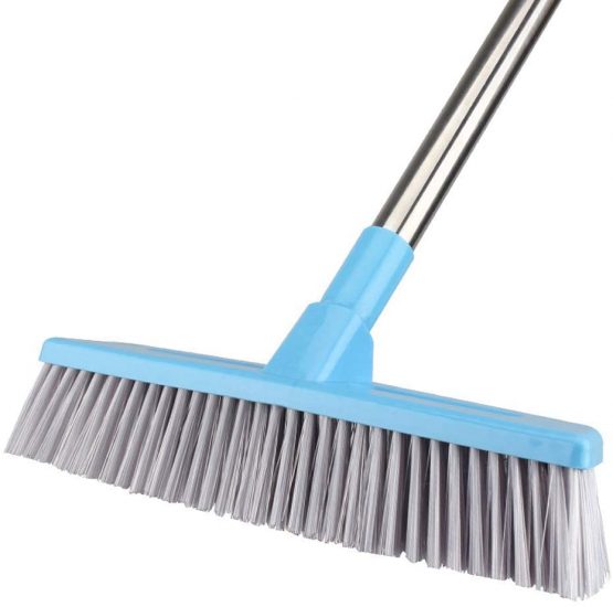 Floor Scrub Brush with Adjustable Long Handle - 51 inches, Stiff Bristles, Indoor Outdoor Broom for Cleaning Bathroom, Kitchen, Patio, Tile, Wall, Grout, Wood Floor, Carpet