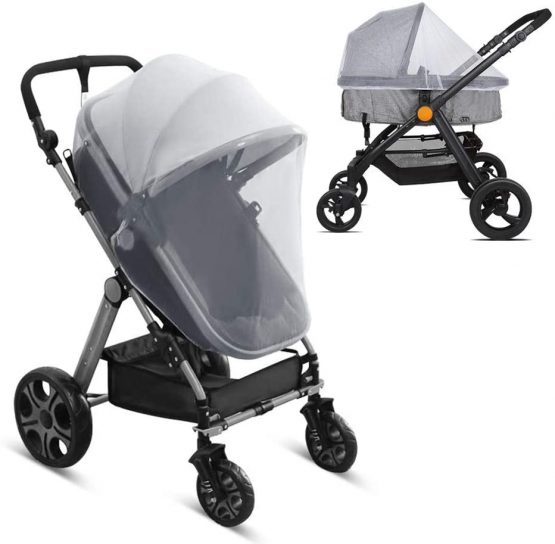 LEMESO Universal Stroller Mosquito Net Protection Against Mosquitoes Insects for Prams Buggy Pushchair Strollers Carrycot Travel Cot Bassinet Cradles Cribs Insert Nets - White