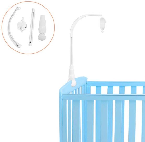 AFUNTA 23 Inch Baby Crib Claw Mobile Bed Bell Holder with Music Box, Adjustable Holder DIY Toy Decoration Hanging Arm Bracket Baby Bed Stent Set Nut Screw - Image 2