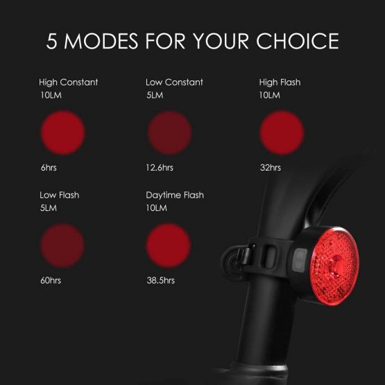 Gaciron Bicycle Safety Taillight 10 lumens Bike Helmet Light Wearable, USB Rechargeable LED Cycling Rear Light with Reflector for Alarm, and Super Bright IPX6 waterproof Daily Commutes - Image 3