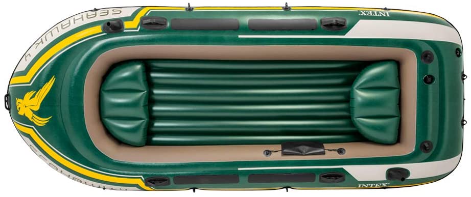 Intex Seahawk 4 Boat Set - four man inflatable dinghy with oars and pump #68351, green, 351 x 145 x 48 cm - Image 2