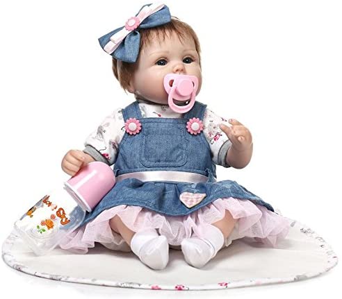 ZIYIUI Reborn Baby Doll Boy 22 inch 55cm Handmade Soft Silicone Lifelike Blue Eyes Newborn Girl Toy Doll That Look Real Child's Vinyl Birthday Gift - Image 2
