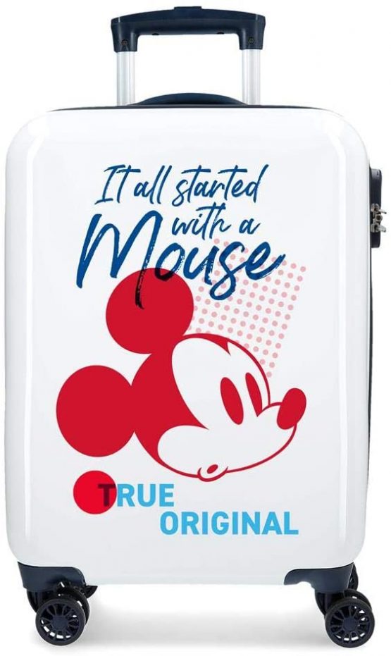 Disney Mickey Magic White Cabin Suitcase 37 x 55 x 20 cm Rigid ABS Combination Lock 33 Litre 2.8 kg 4 Double Wheels Hand Luggage