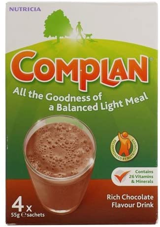 Complan Rich Chocolate Flavour Drink, 4 x 55g Sachets, 55 g (Pack of 4)
