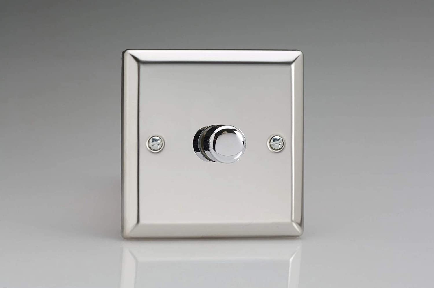 Varilight JCP401 1 x 0-120W Push-On/Off Rotary LED Dimmer Mirror Chrome, 91x91x47mm