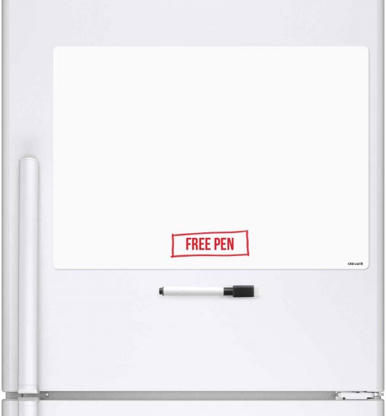 CKB LTD® BLANK Dry Wipe Magnetic Whiteboard Fridge Board Magnet Signage Sheet With Marker White Board & Pen - Drywipe Kitchen Memo Notice Board Large Daily Menu White Board Planner (A3)