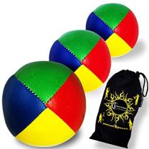 3x Pro Flames N Games 120g Thud Juggling Balls - Supreme PVC Professional Juggling Balls Set of 3 + Travel Bag. (Blue/Green/Red/Yellow)