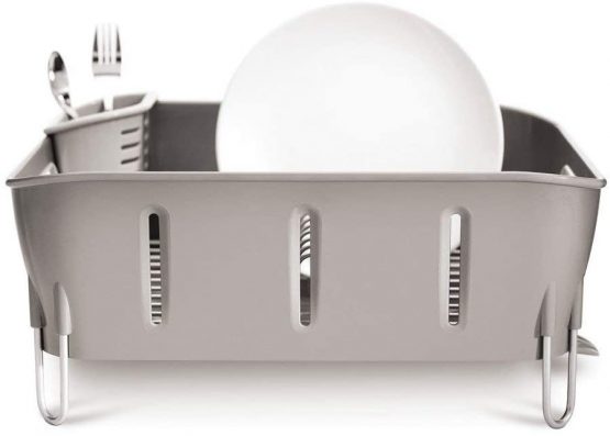 simplehuman KT1106 Compact Dishrack, Grey Plastic, W 37.1cm x H 17.2cm x D 32.8cm - Image 2