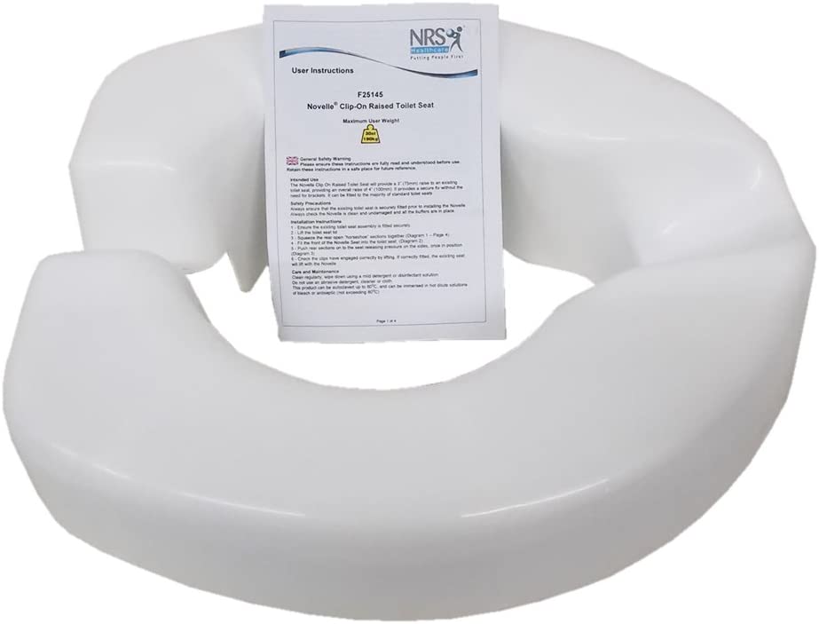 NRS Healthcare Novelle Portable Clip-On Raised Toilet Seat, Height: 75 mm(3 feet) - Image 3
