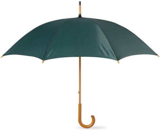 eBuyGB Manual Wooden Crook Handle Classic Umbrella, Green, 41.5"