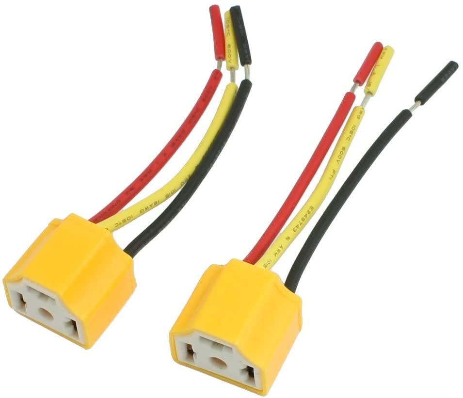 sourcing map Car Auto Headlight Connector Plug H4 Lamp Bulb Socket 2 Pcs, White