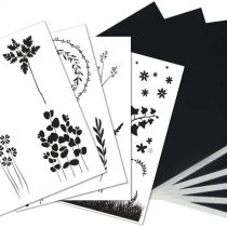 Rayher 67290000 Templates and Transfer Paper for Wood Burning, Card Making and Fabric Painting, Carbon Paper for Crafts, A4, Design Line Plants