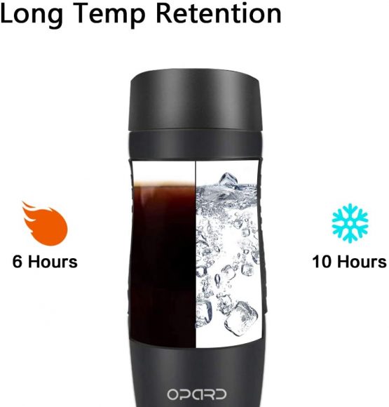 Opard Travel Mug Leakproof 350ml(12oz) Double-Walled Vacuum Insulated Stainless Steel Coffee Mug BPA Free for Men and Women (Black) - Image 2