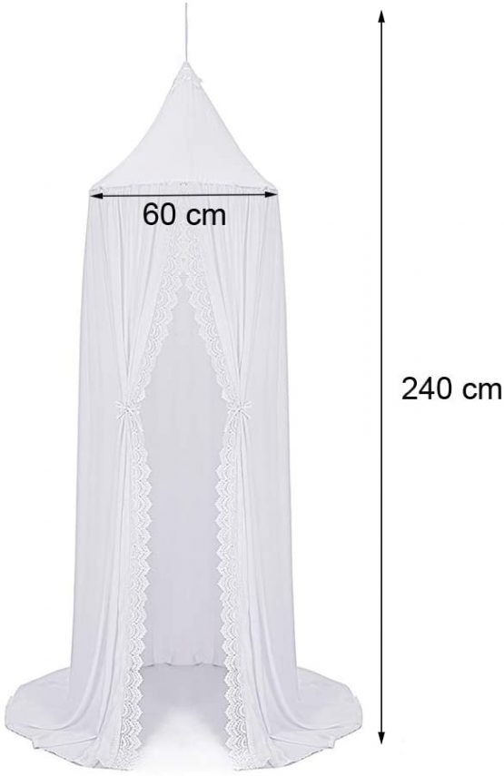 Bed Canopy Round Dome,Mosquito Net,Bed Canopy for Kid‘s Reading Room,Nursery Decorations,Bedroom Decoration (Chiffon Bed Canopy-White) - Image 4