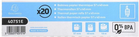 Exacompta Credit Card Machine Receipt Roll, 57 mm x 18m, 20 Rolls - Image 4