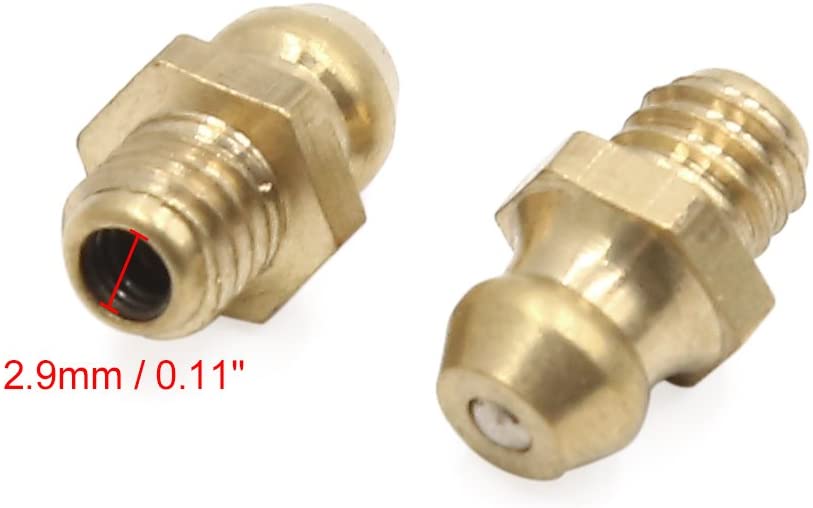 sourcingmap 10pcs M6 x 1 Brass Thread Straight Grease Nipple Fitting for Car Motorcycle, Gold Tone, 14 x 10 x 1.5 cm - Image 2