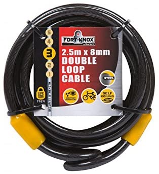 Fort Knox 77071 2.5 m x 8 mm Double Loop Cable, Black