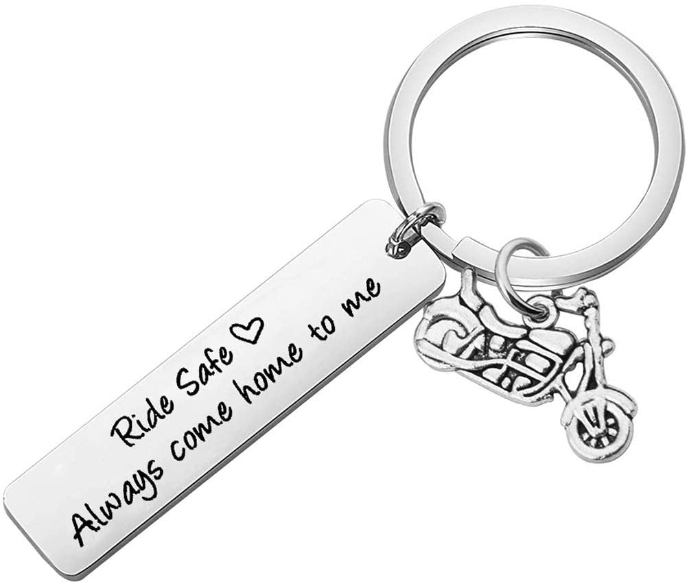 Dabihu Biker Gift Ride Safe Always Come Home to Me Keychain Keyring Gift for Husband Son Valentine's Day Keychains for Boyfriend Dad Girlfriend Key Chain Christmas Birthday Gift for Biker