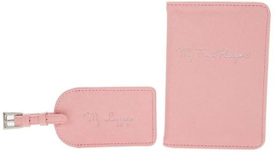 My First Passport Cover & Luggage Tag Travel Set - Pink