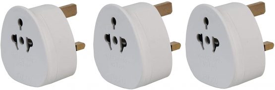 EUROPEAN TO UK TRAVEL ADAPTER, 2 TO 3 PIN TRAVEL PLUG/ADOPTER 3 PIN ADAPTOR PACK OF 3