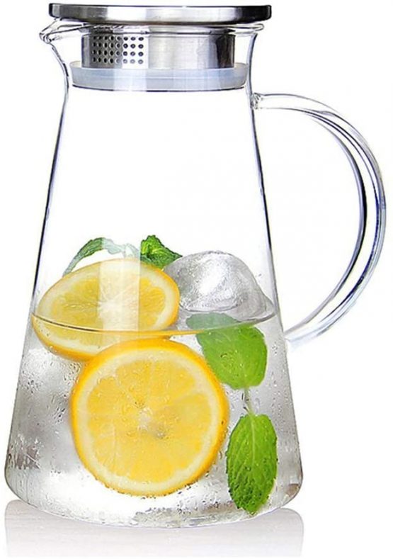 SUSTEAS 2.0 Liter 70 Ounces Glass Pitcher with lid iced Tea Pitcher Water jug hot Cold Water ice Tea Wine Coffee Milk and Juice Beverage Carafe