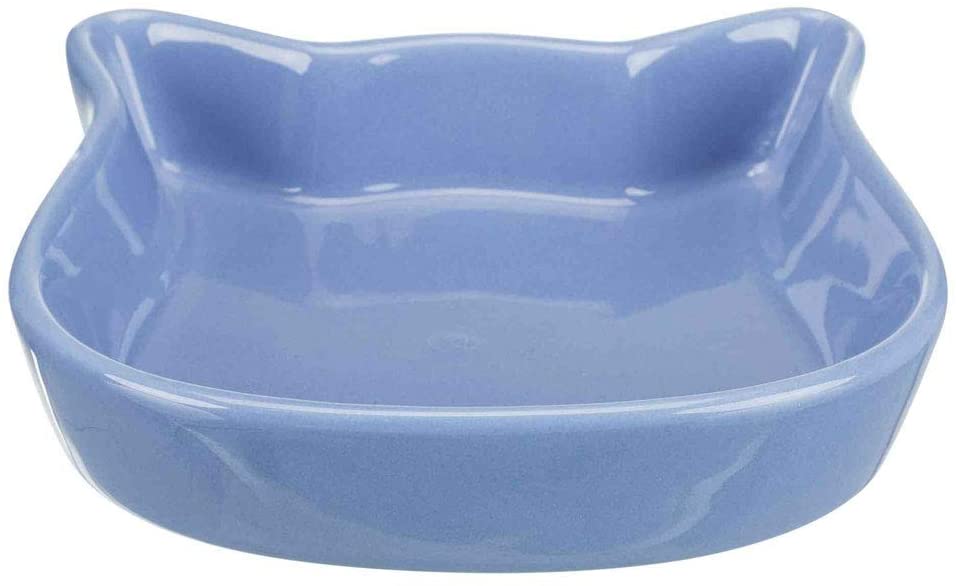Trixie Ceramic bowl cat face, assorted colors, Blue, Standard