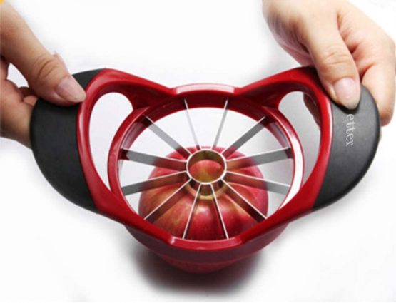 Beylos Easy Grip Apple Corer Slicer-Divider-Cutter-Wedger, Ergonomic Rubber Grip Handle, 12-Blades(Red Black) - Image 3