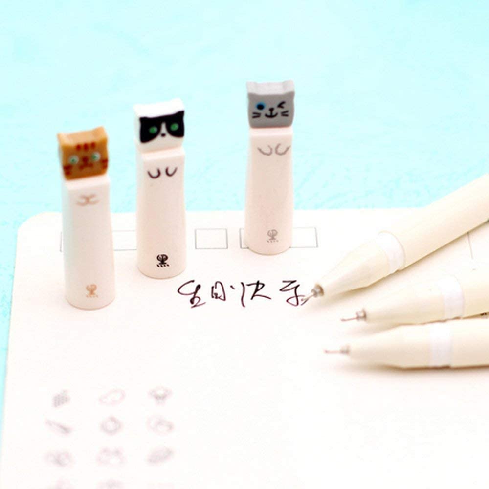 rayinblue Cute Cat 0.38 mm Gel Ink Rollerball Pens Novelty Pens for Birthday Gift School Office Stationery Back to School Gift Christmas Xmas Gift Set of 12 (Black) - Image 4