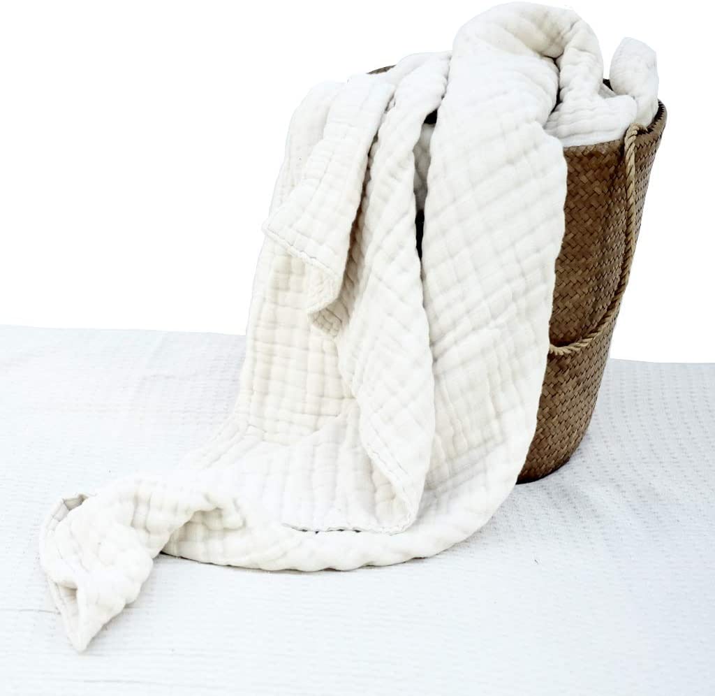 Chunky Organic Baby Blanket/Tummy Time Mat in Unbleached Cotton. Eco Gift, Natural, XL