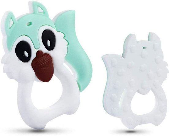 PREMYO Teething Toy for Baby Teether Silicone - Soothes Sore Gum Pain - Easy to Grab BPA Free Squirrel - Image 3