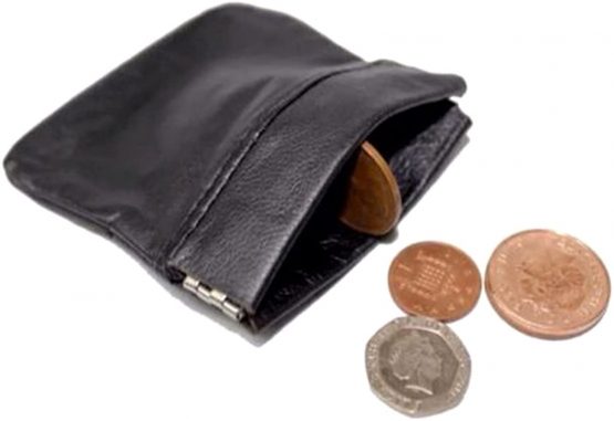 Mens Ladies Black Real Leather Coin Pouch Purse Wallet - Image 2