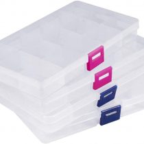 Opret Jewellery Organiser(4 Pack), 15 Grids Small Plastic Storage Box Jewellery Box with Adjustable Dividers Earring Storage Containers, Size 17×9.5×2cm