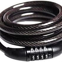 Merriway BH04733 8mm x 1M (5/16 inch x 39 inch) Non-Resettable 4-Digit Spiral Combination Lock - Black