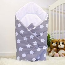 Baby Swaddle WRAP Newborn Infant Bedding Blanket Cotton Sleeping Bag Cotton WRAP (Big White Stars on Grey Background)