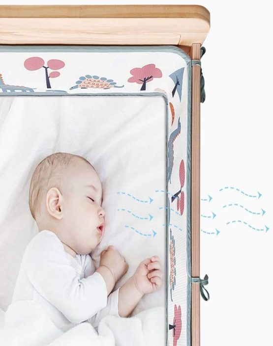 Airoya® 4-Sided All-Round Breathable Cot Bumper,Premium 8mm Thick Protection, British Safety Compliance BS-1877, Airflow Safe 3D Mesh, Limited Edition (Dino) - Image 4