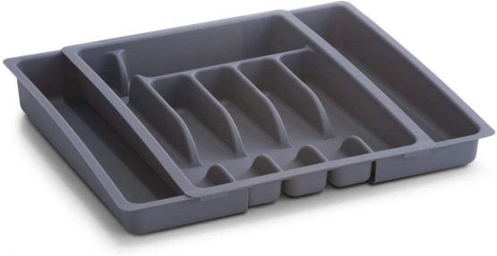 Zeller 24887 Cutlery Drawer Removable Plastic 29-50 x 38 x 6.5 Grey