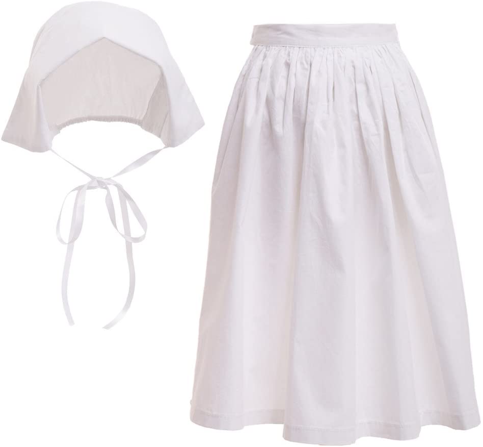 GRACEART Puritan Costume Pilgrim Fancy Dress 99.99% Cotton, White, XXL