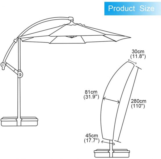 Cantilever Parasol Cover Waterproof, Fit for 2.5m 2.7m 3m 4m Patio Large Overhanging Outdoor Parasol,600D Oxford UV Resistant Windproof Garden Umbrella Cover with Zip - Image 2