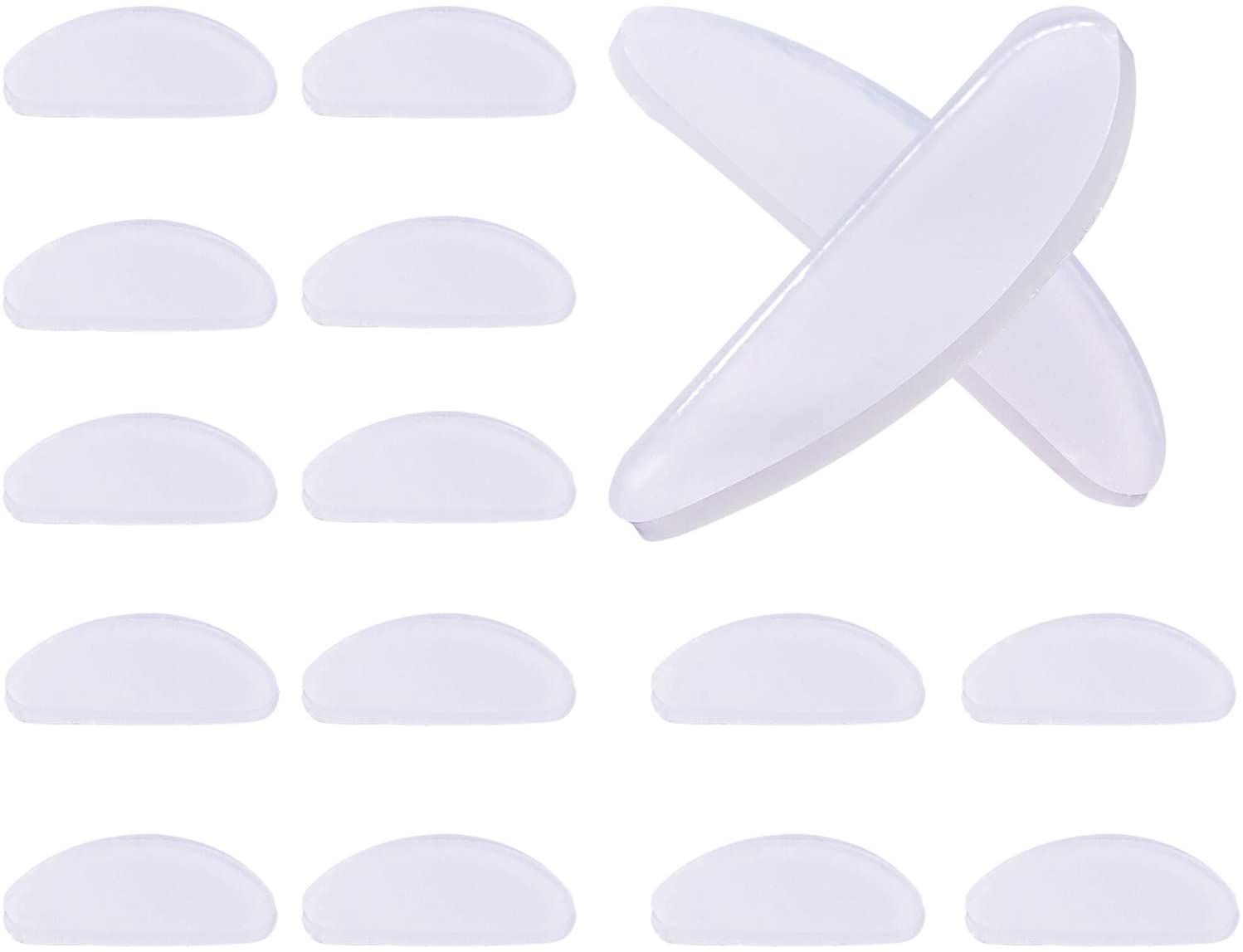 10 works Adhesive Eye Glasses Nose Pads Anti Slip Soft Silicone D Shape Nose Pads for Glasses Sunglasses Eyeglasses (Transparent, 1 mm)